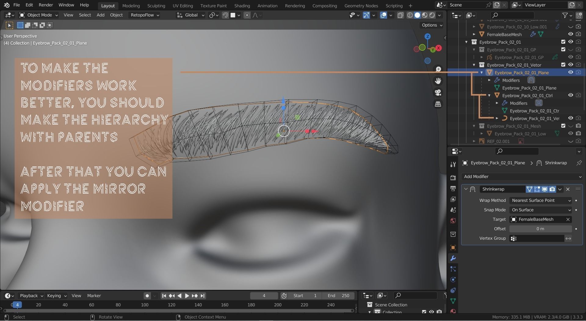 Eyebrow Pack 04 Exotic Low-poly 3D model_18