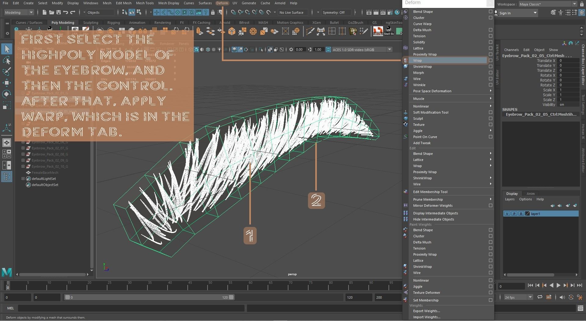 Eyebrow Pack 04 Exotic Low-poly 3D model_21