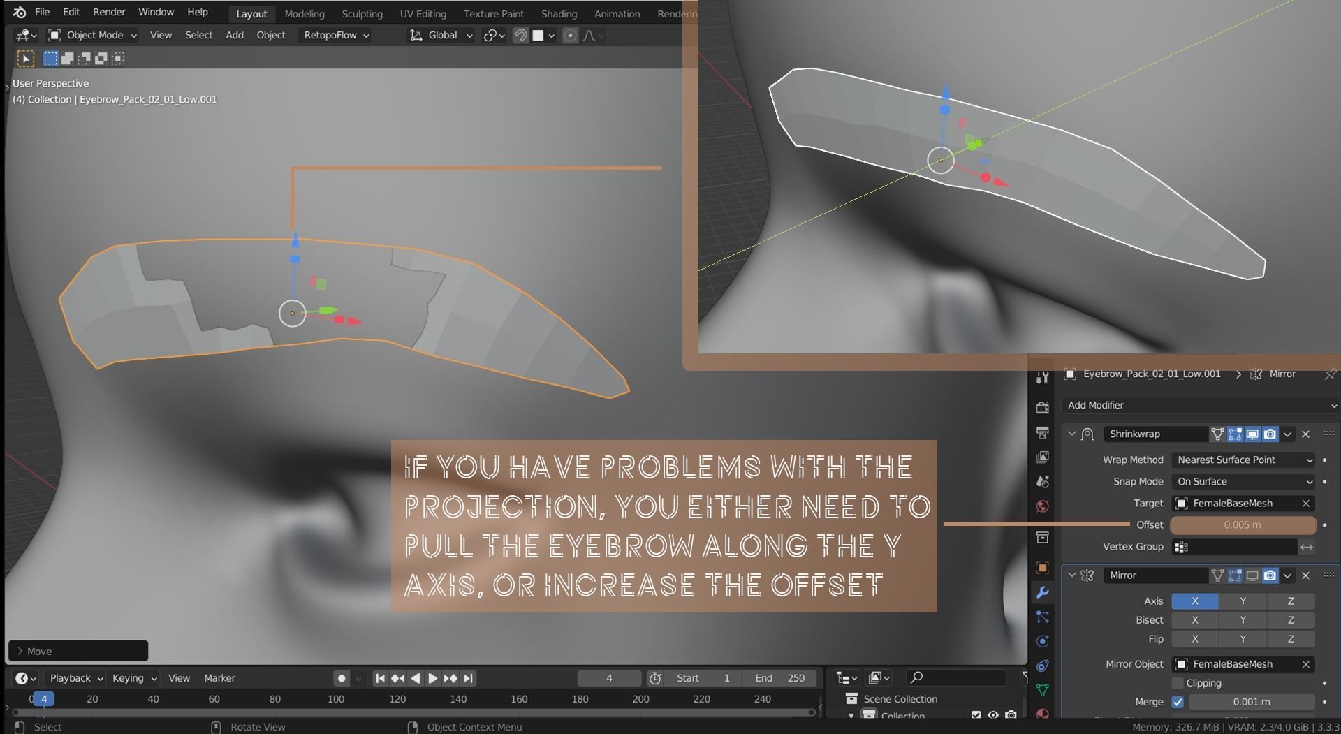 Eyebrow Pack 04 Exotic Low-poly 3D model_13