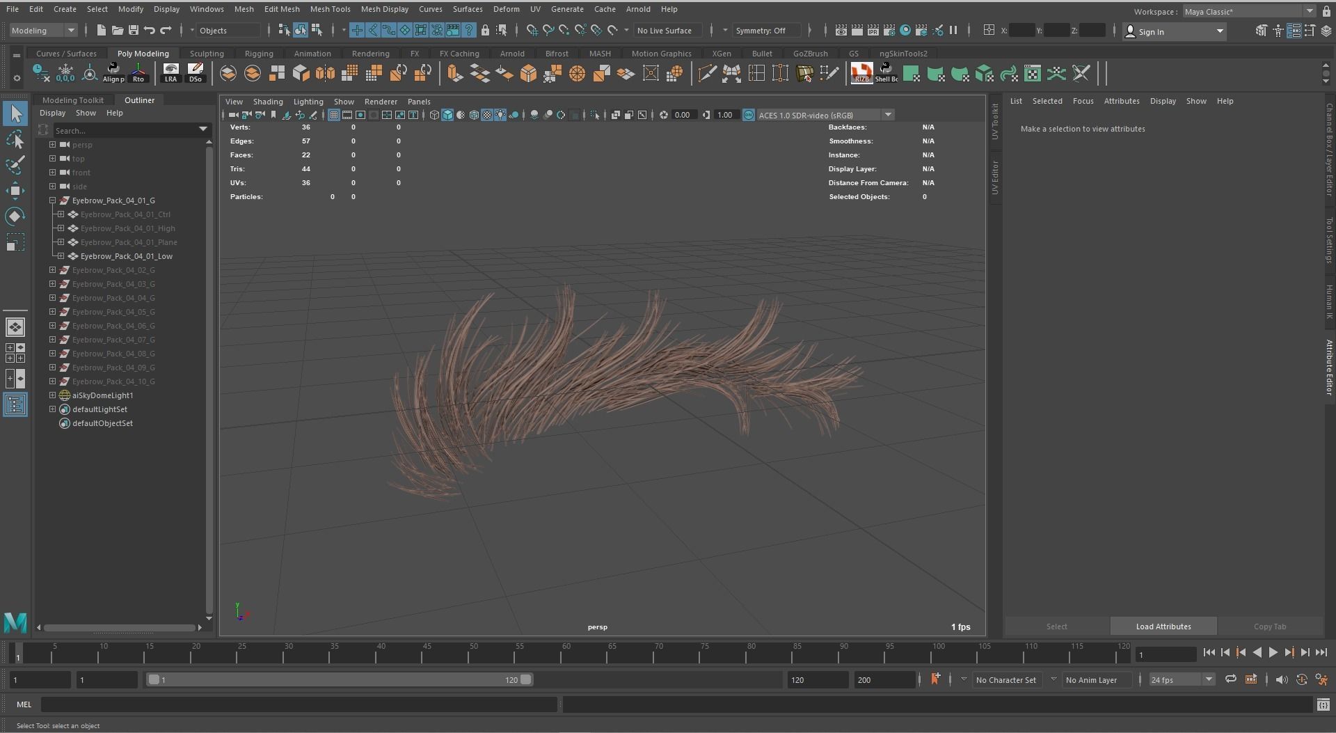 Eyebrow Pack 04 Exotic Low-poly 3D model_10