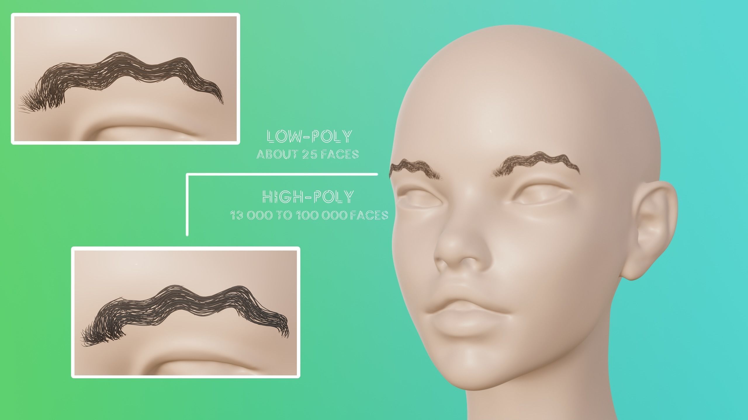Eyebrow Pack 04 Exotic Low-poly 3D model_3