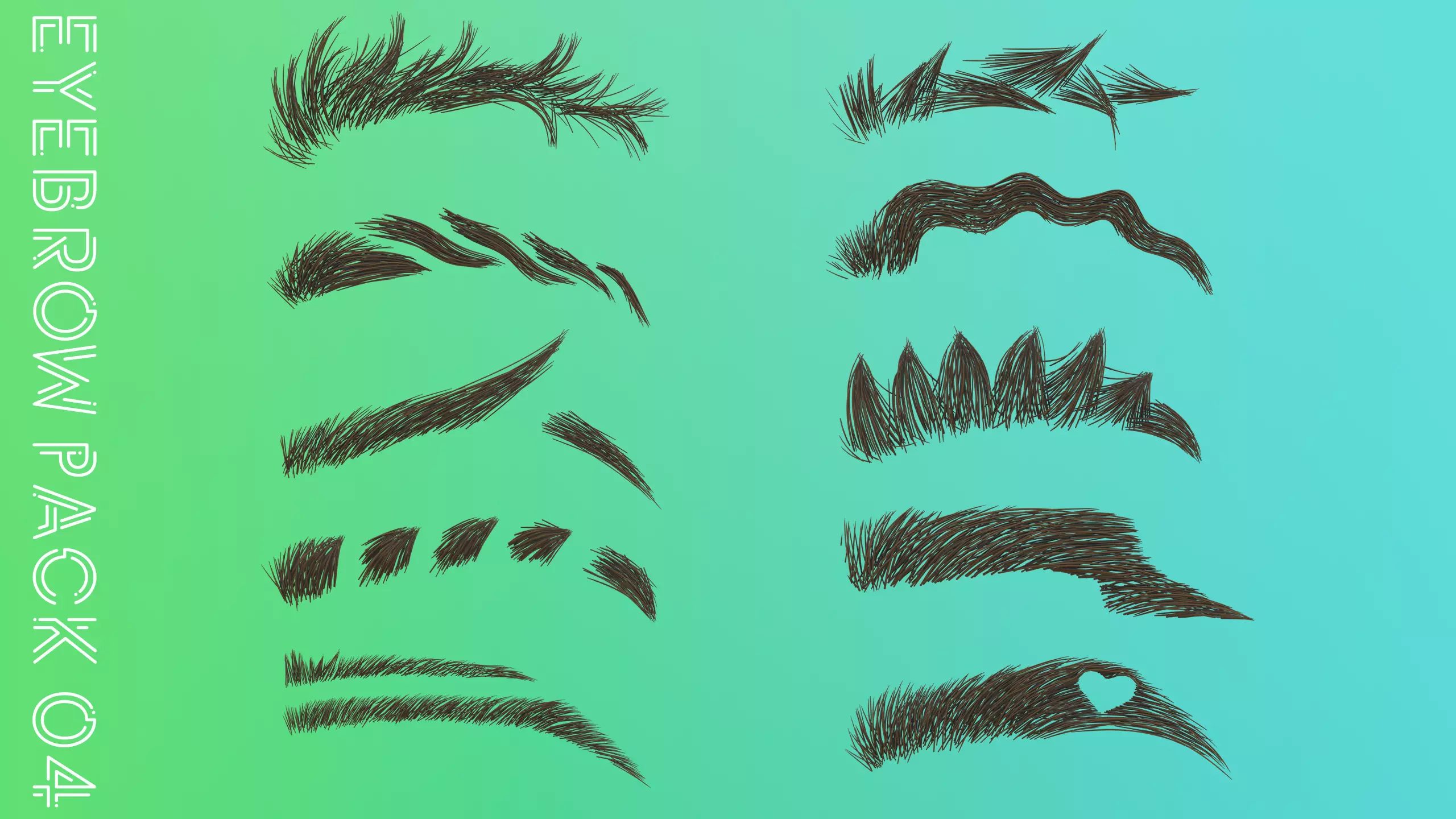 Eyebrow Pack 04 Exotic Low-poly 3D model_0
