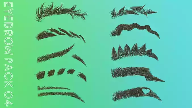 Eyebrow Pack 04 Exotic Low-poly 3D model