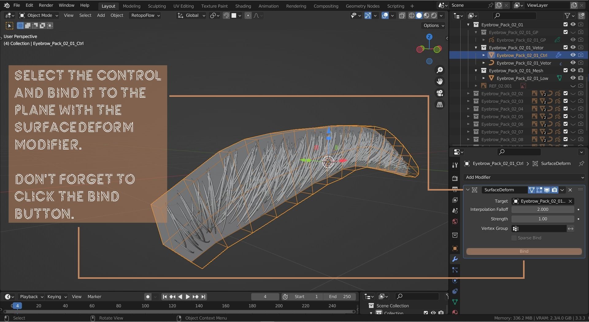 Eyebrow Pack 04 Exotic Low-poly 3D model_16