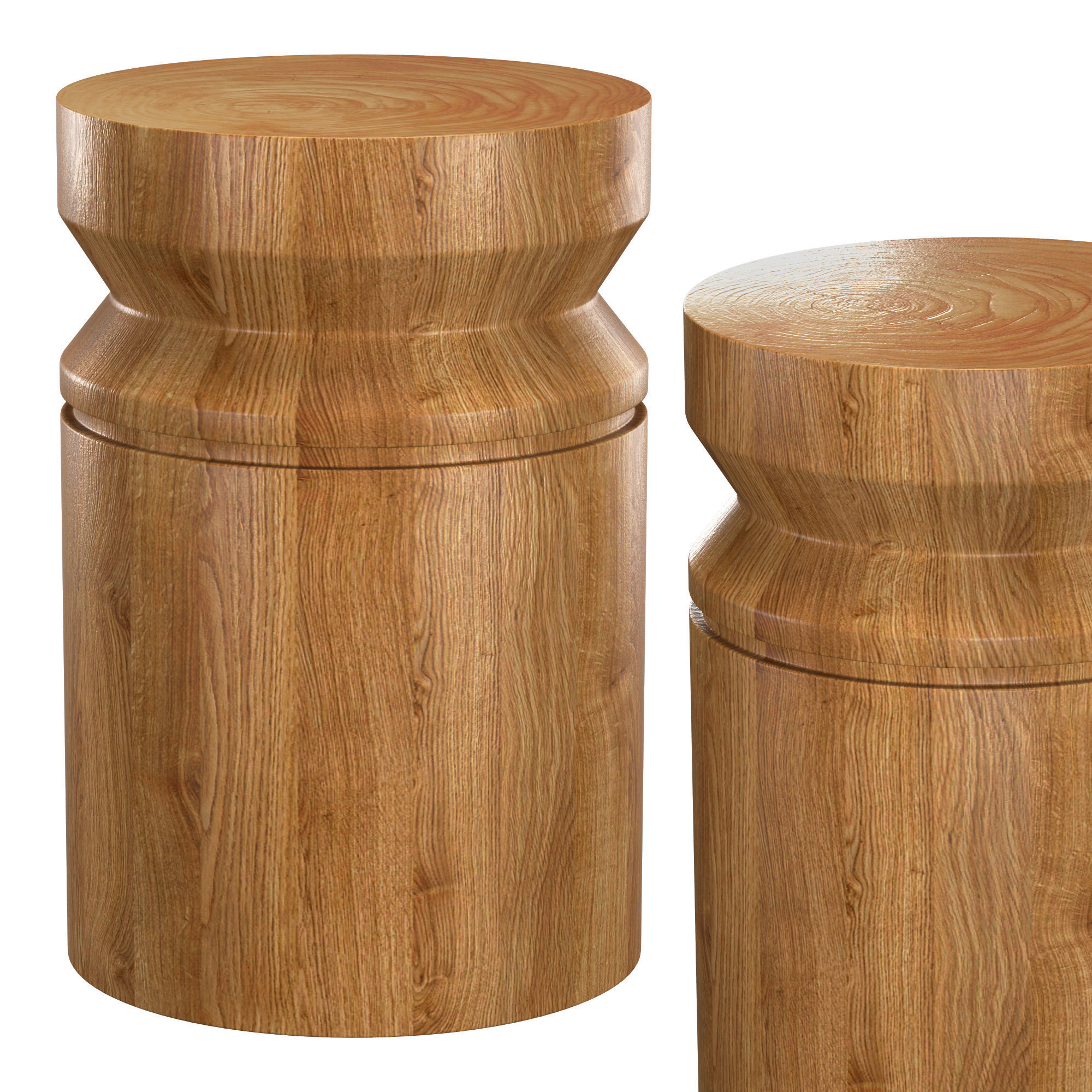 AVA TEAK SPOOL SIDE TABLE 3D model_1
