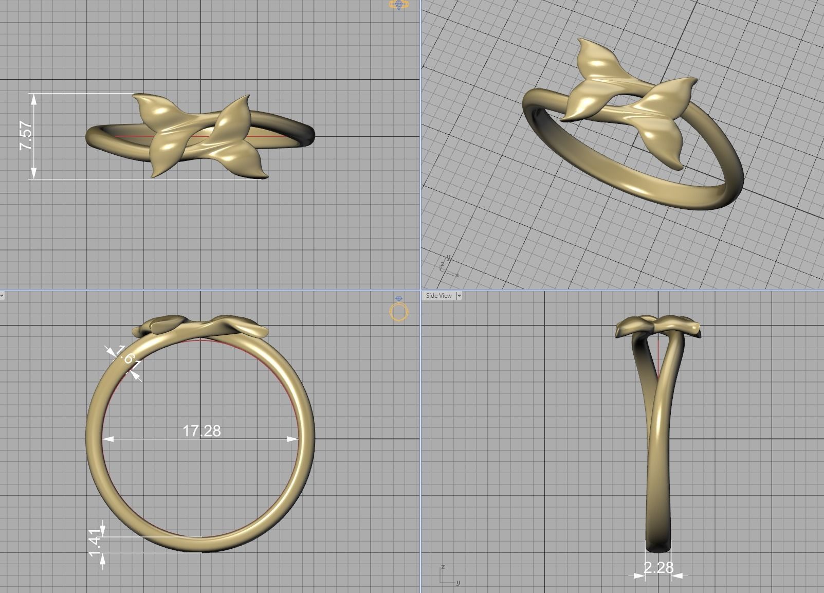 Dolphin Tail Bypass Ring 3dmodel for 3dprinting 3D print model_12