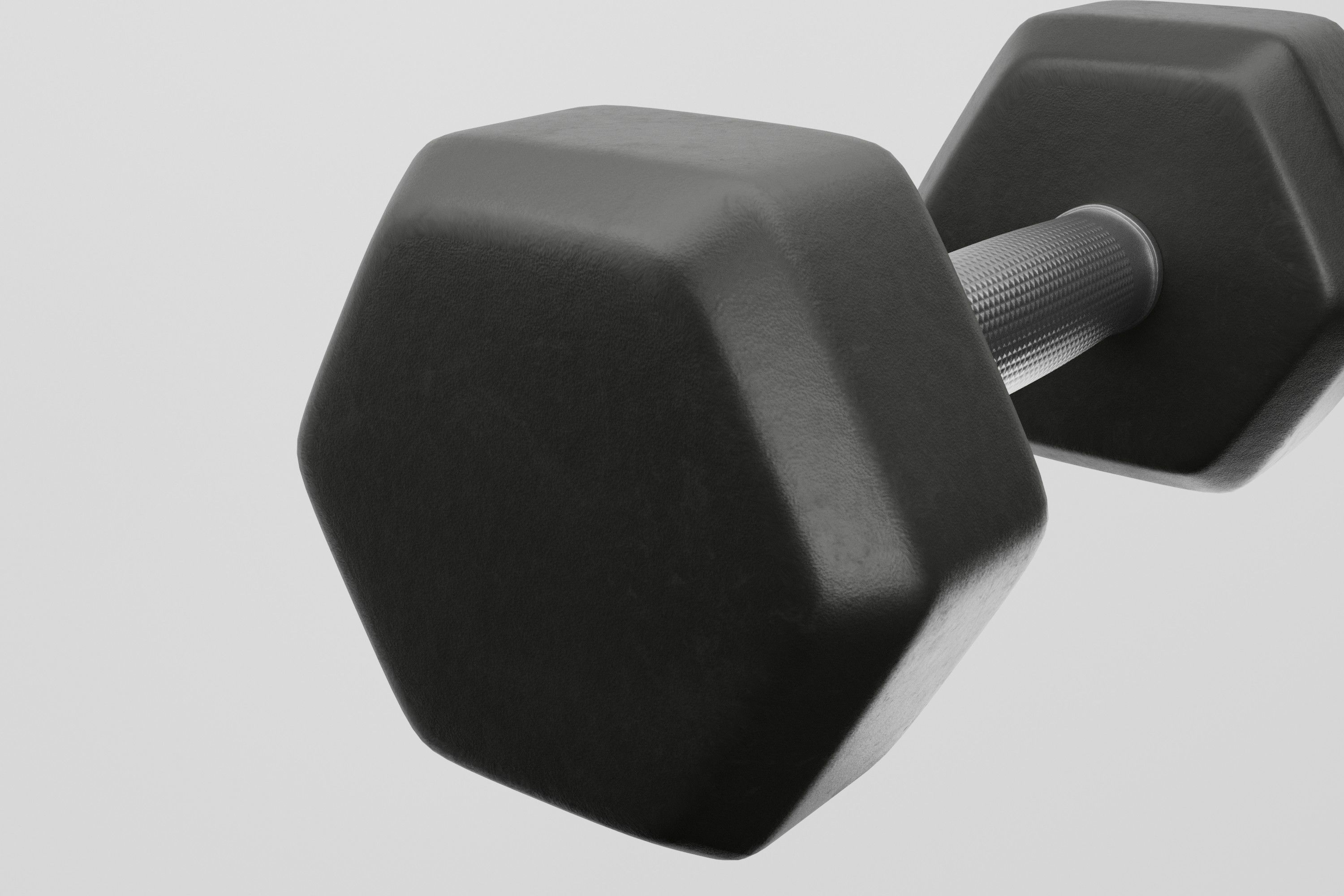 Black rubber dumbbells with perforated handle 3D model_4