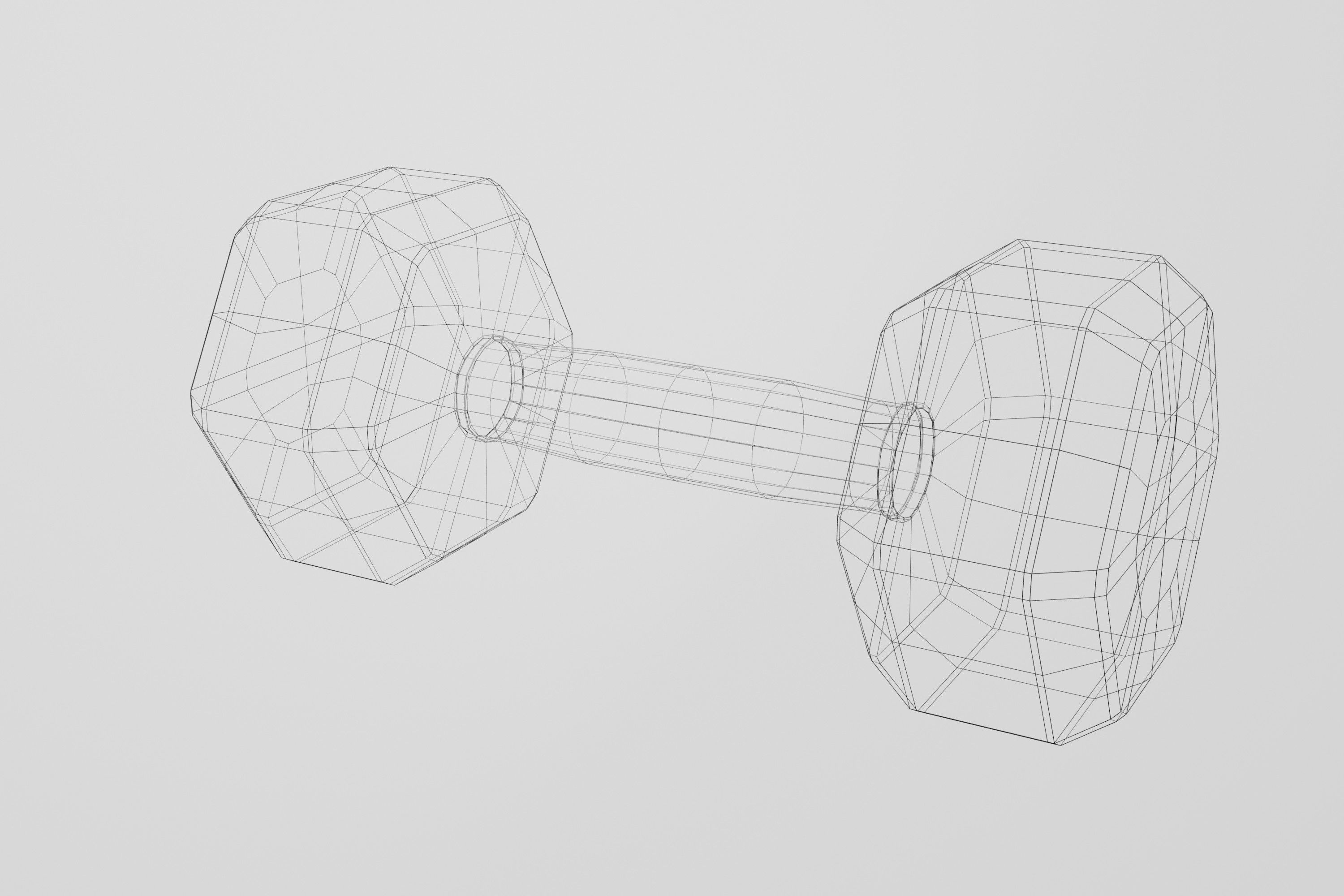 Black rubber dumbbells with perforated handle 3D model_5