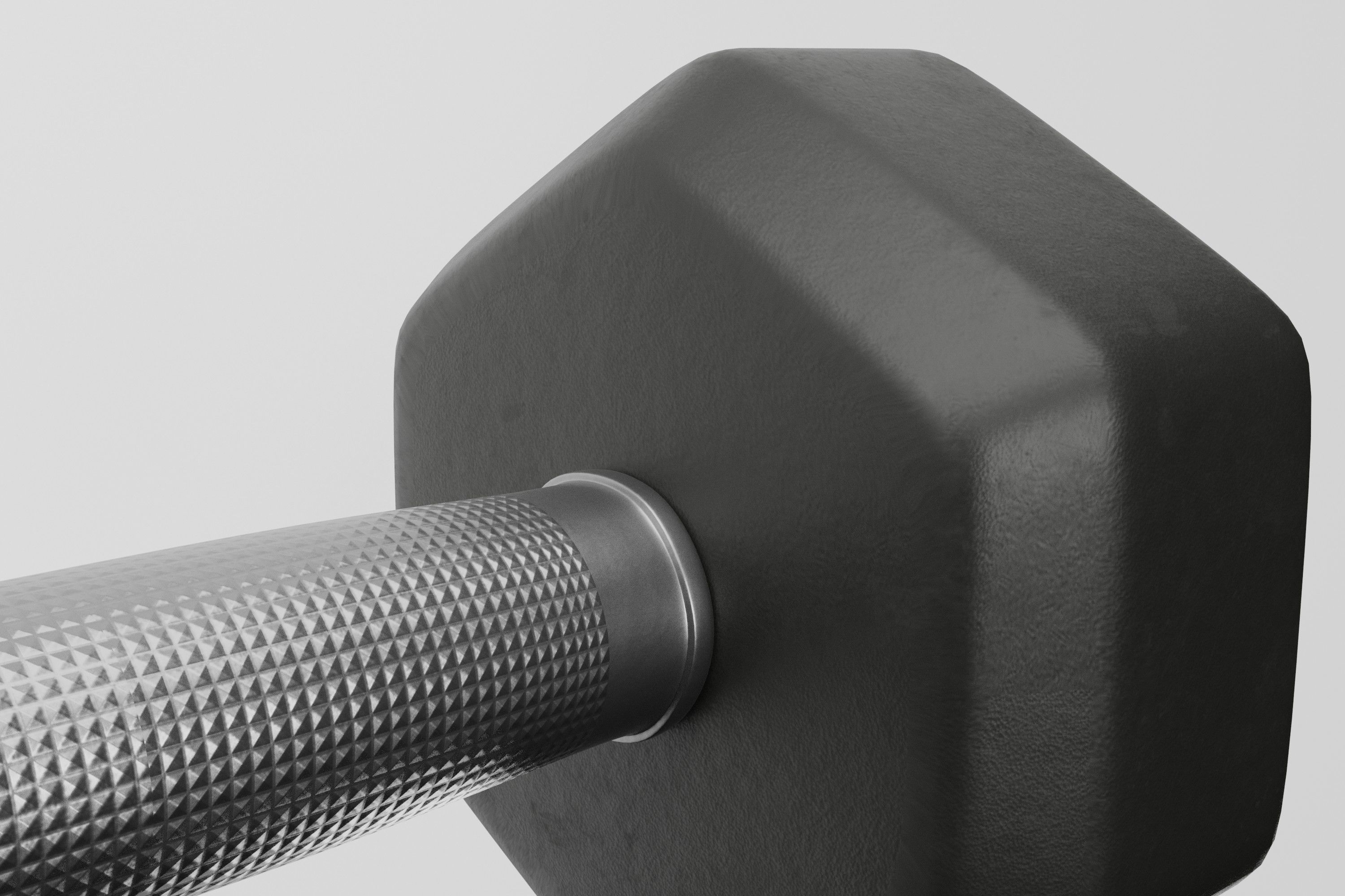 Black rubber dumbbells with perforated handle 3D model_3