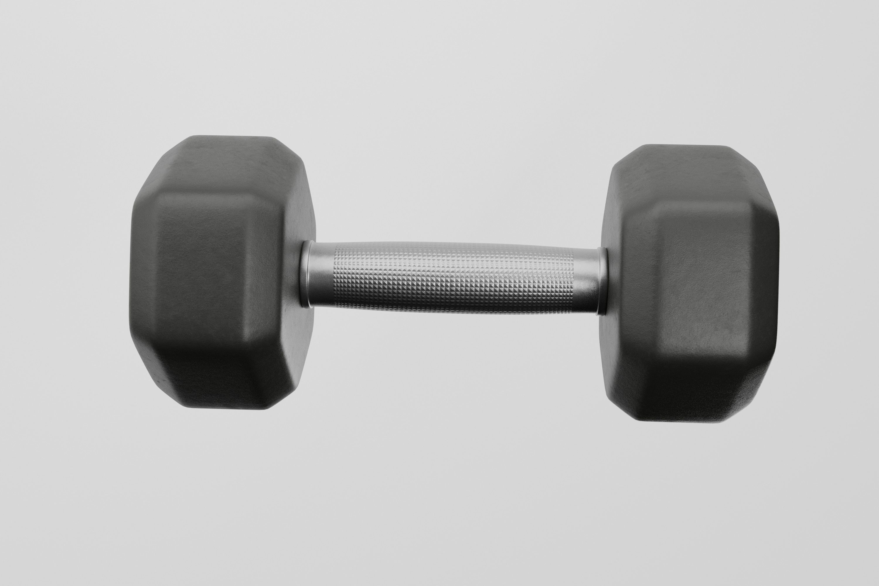 Black rubber dumbbells with perforated handle 3D model_2