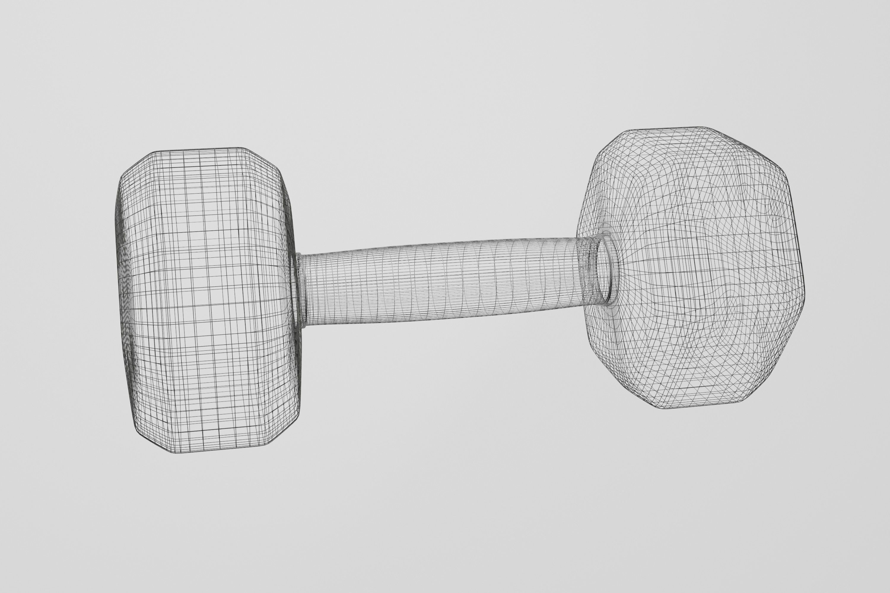 Black rubber dumbbells with perforated handle 3D model_6