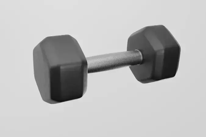 Black rubber dumbbells with perforated handle