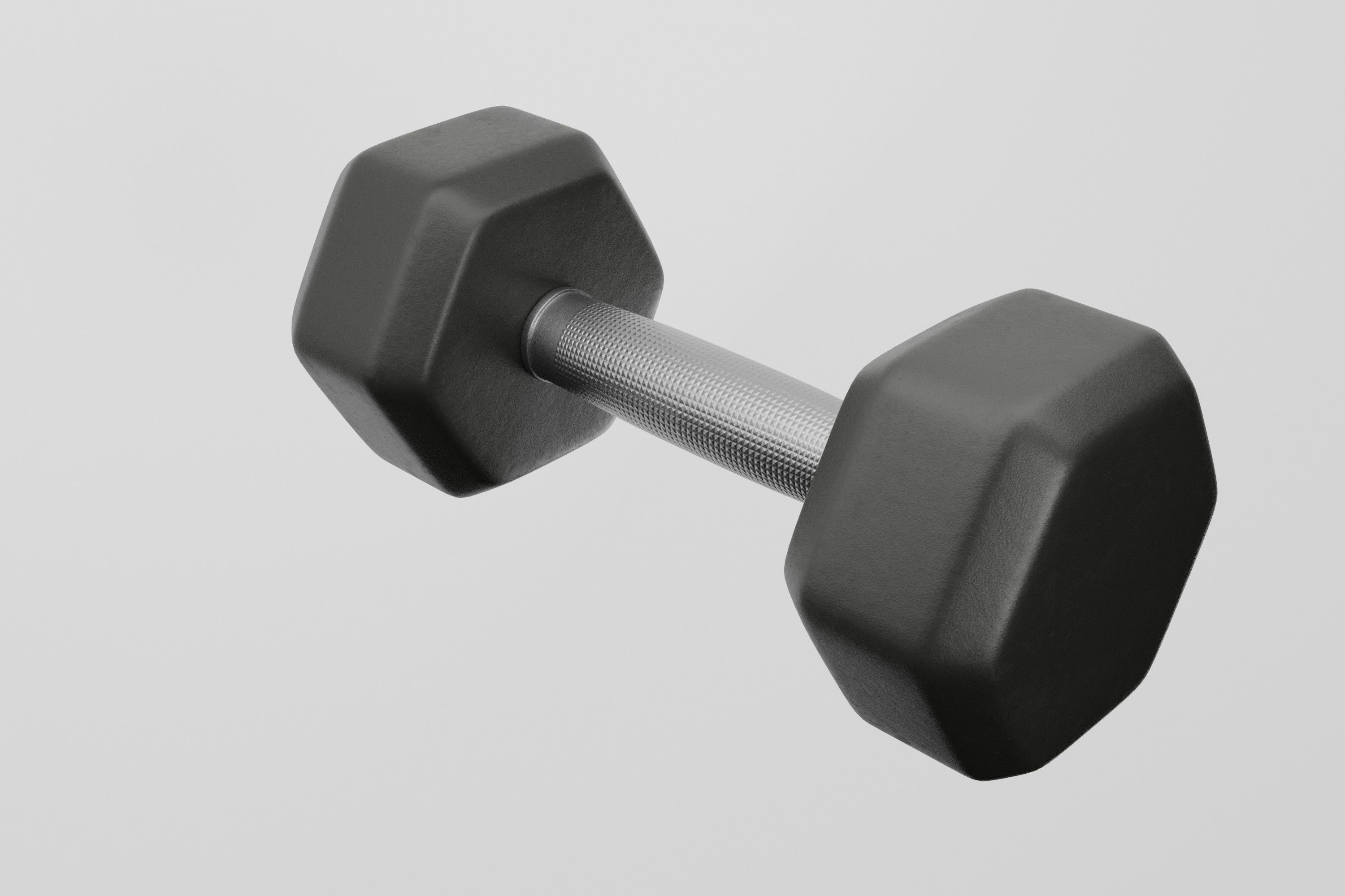 Black rubber dumbbells with perforated handle 3D model_1