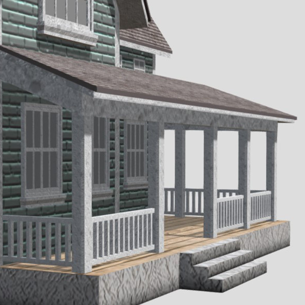 American Style Cottage - Town House Model Low-poly 3D model_5