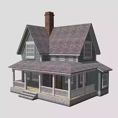 American Style Cottage - Town House Model Low-poly 3D model