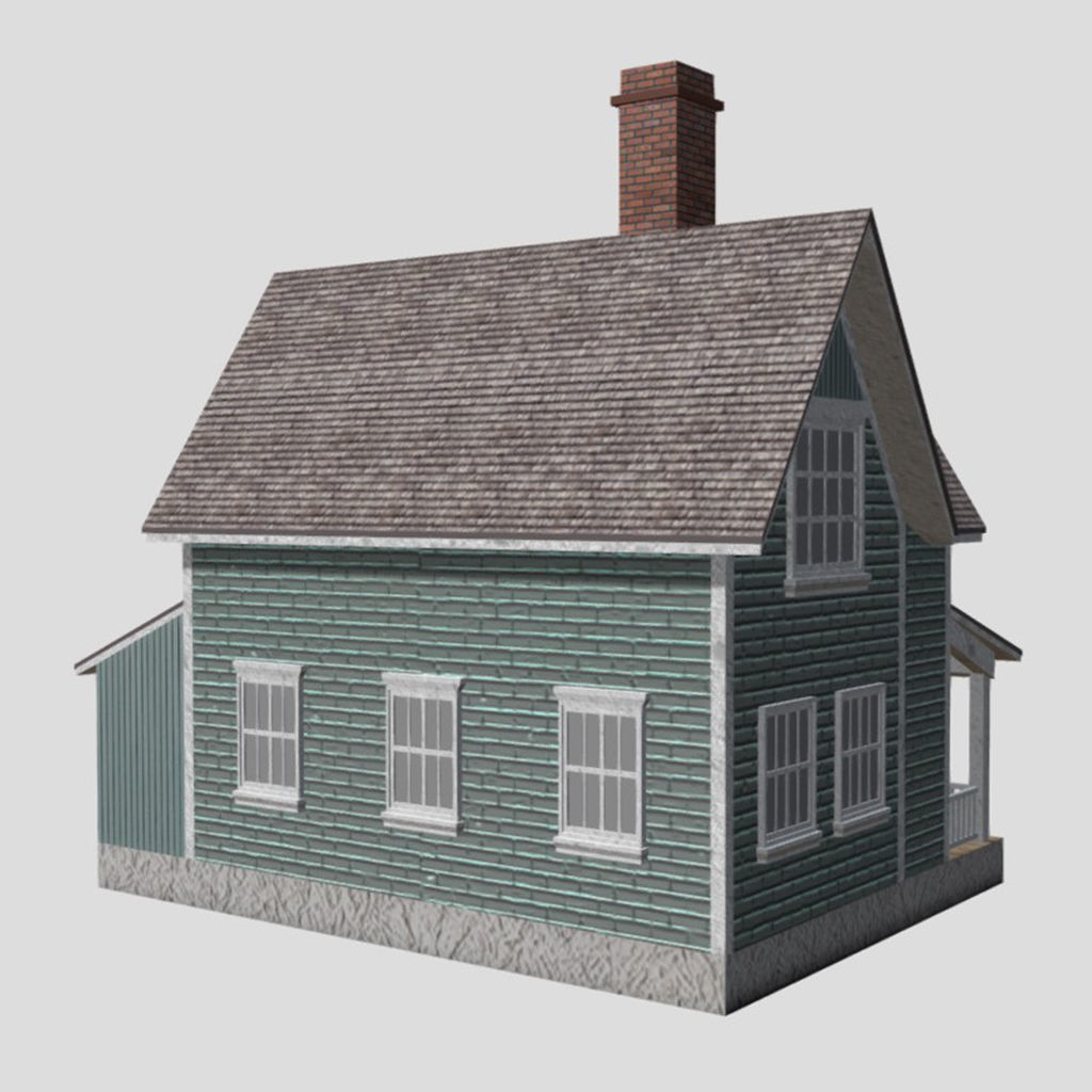American Style Cottage - Town House Model Low-poly 3D model_3