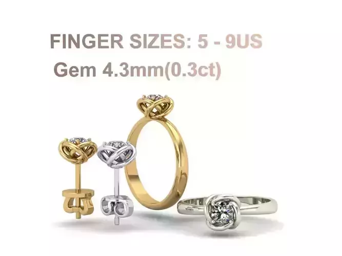 Jewelry Diamond Set Love Knot S 0058