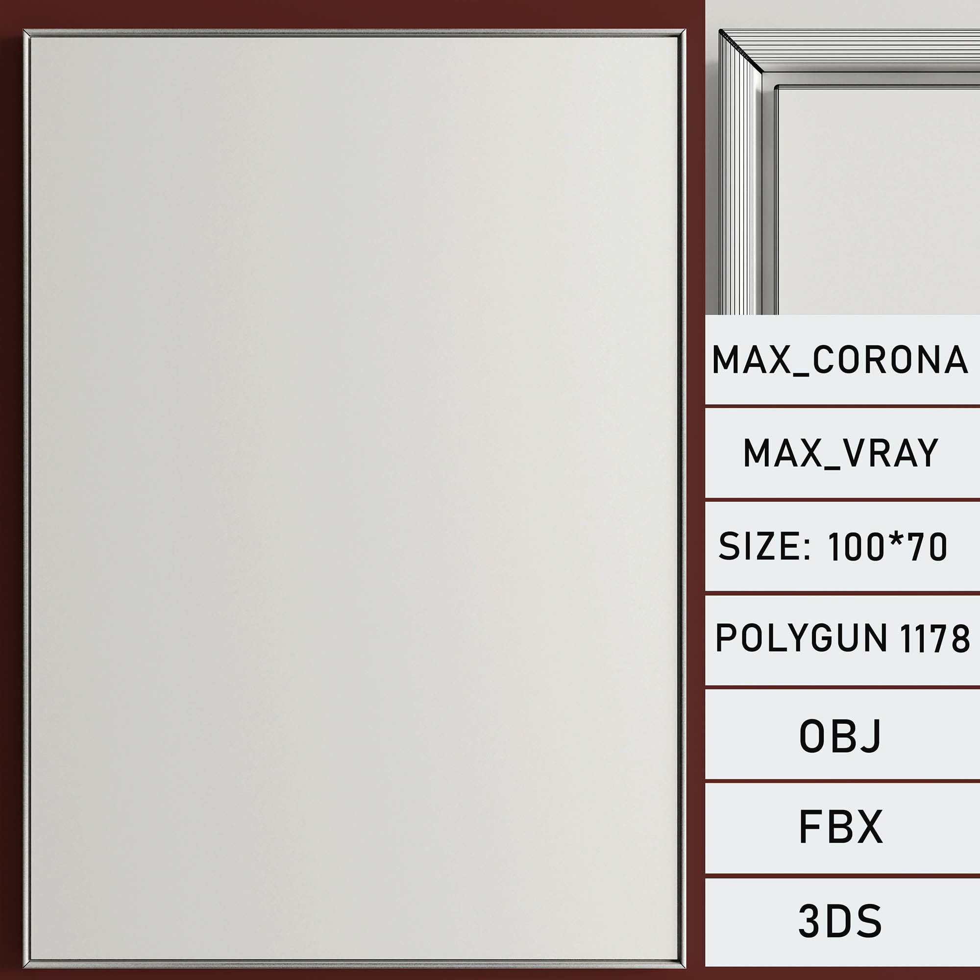 Plaster Two Photo Frame 177 Low-poly 3D model_7