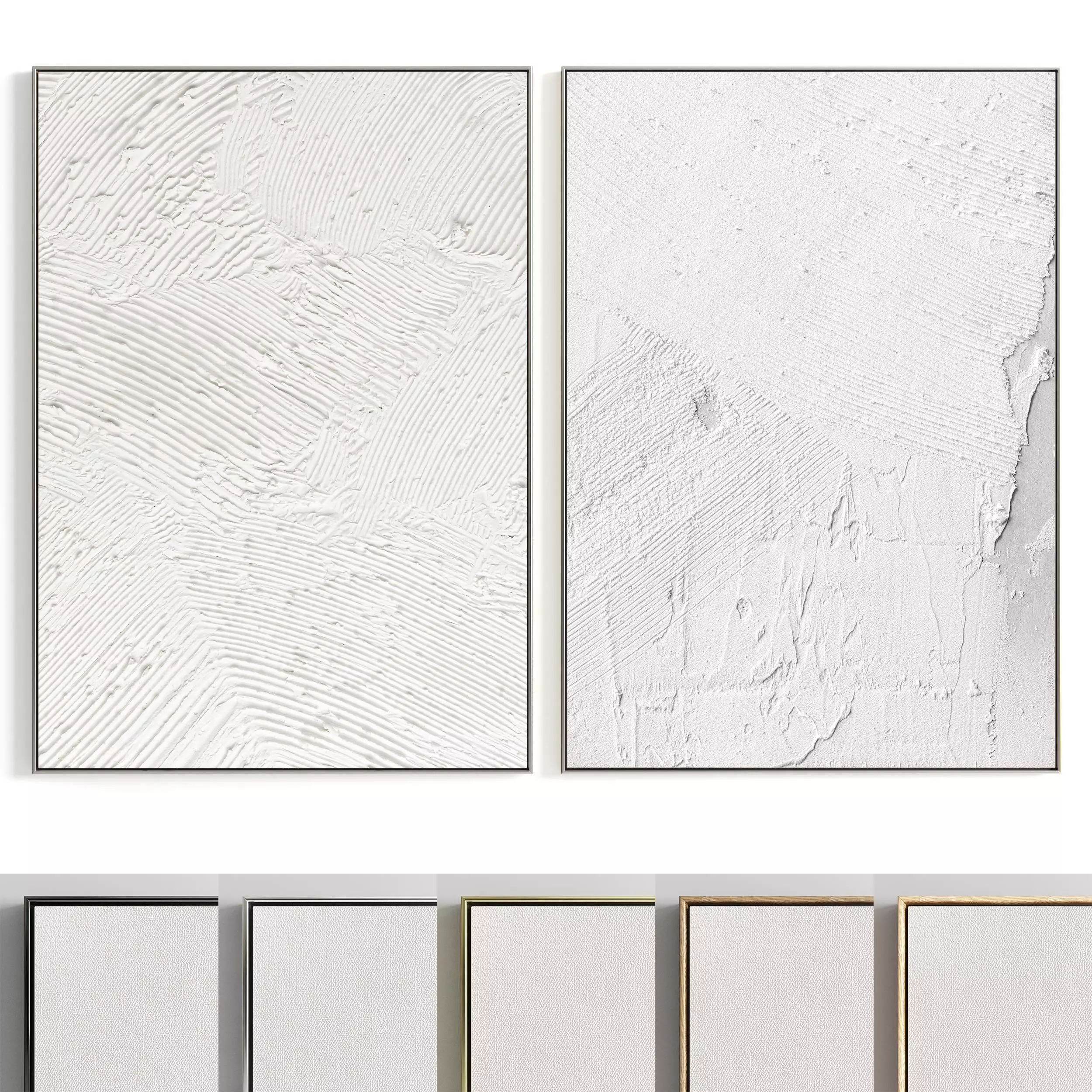 Plaster Two Photo Frame 177 Low-poly 3D model_0