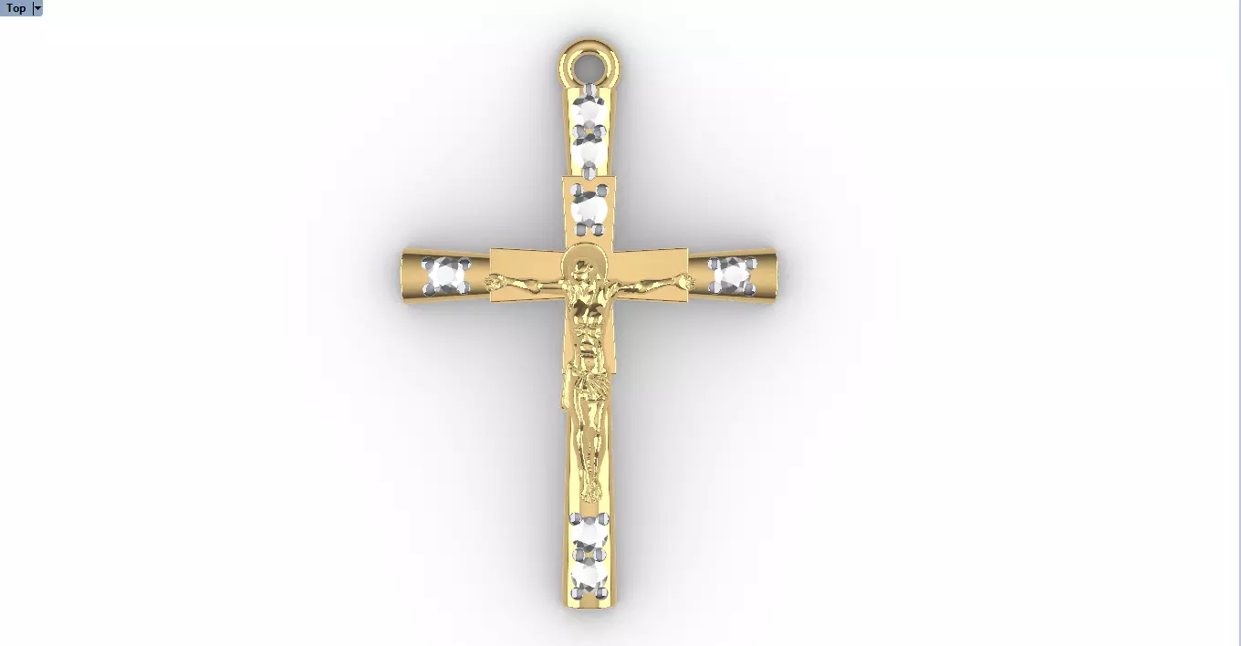 JESUS CROSS DIAMOND PENDANT 3D print model