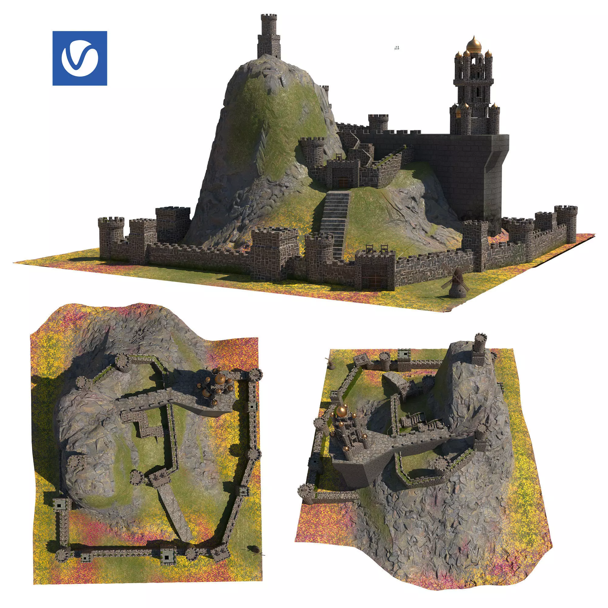 alamoot castle Low-poly 3D model