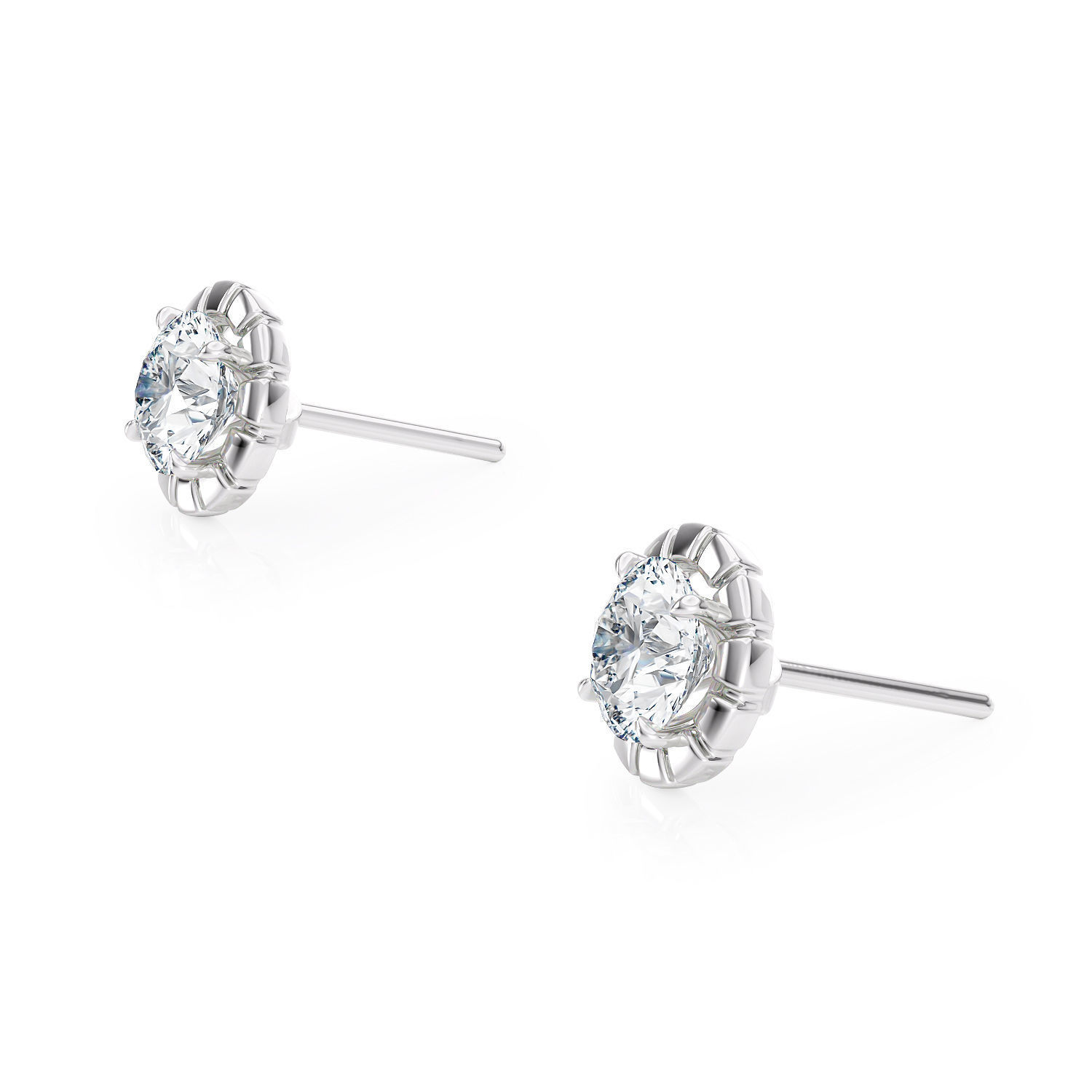 Halo studs without side stones E 0036 printable 3d model 3D print model_7