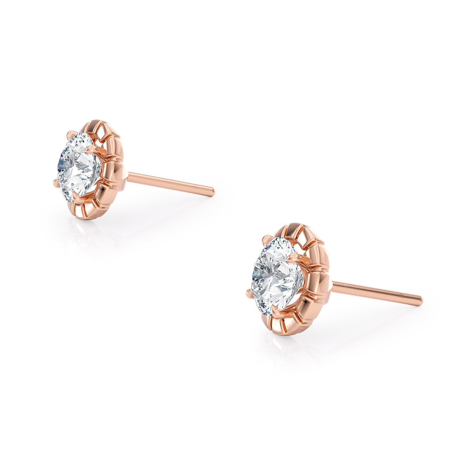 Halo studs without side stones E 0036 printable 3d model 3D print model_4