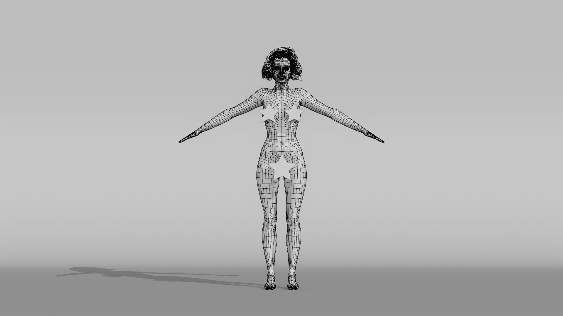 Realistic Female Character Low-poly 3D model_12