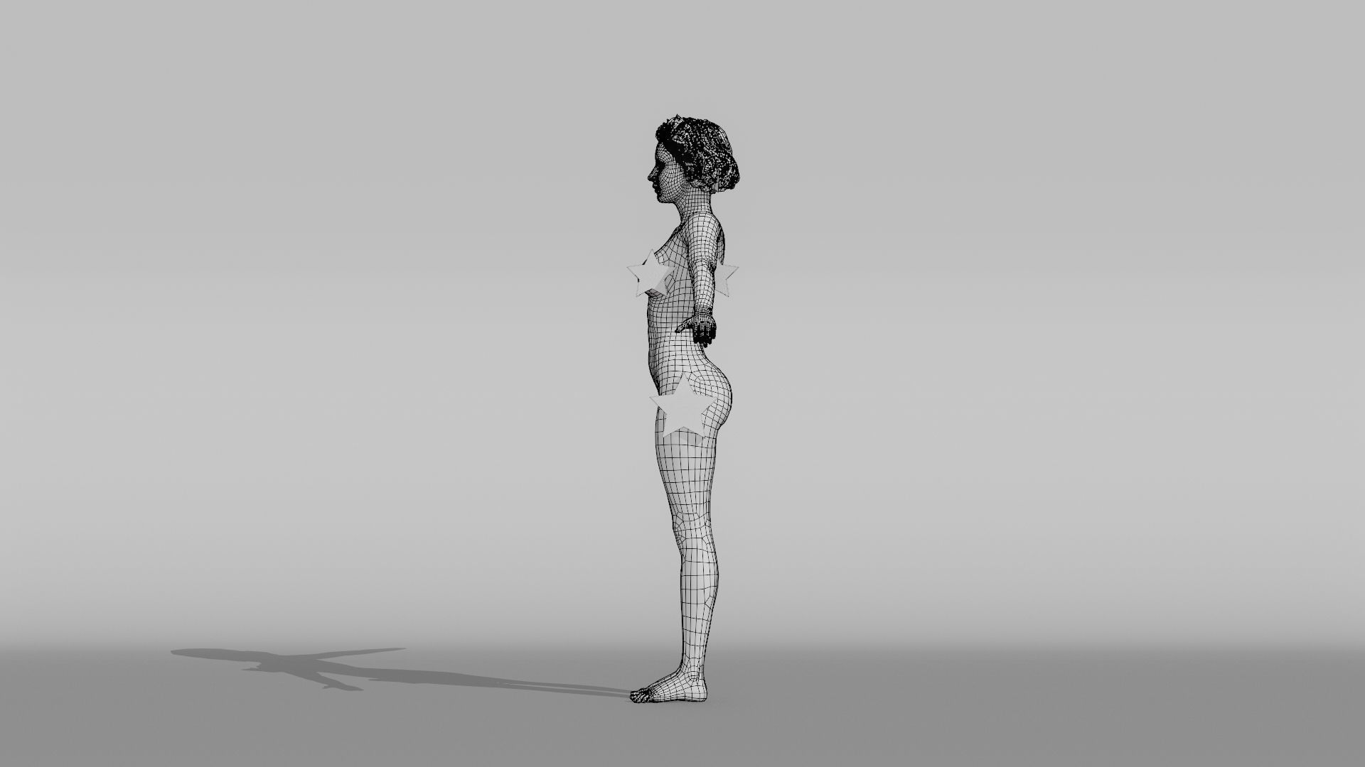 Realistic Female Character Low-poly 3D model_15