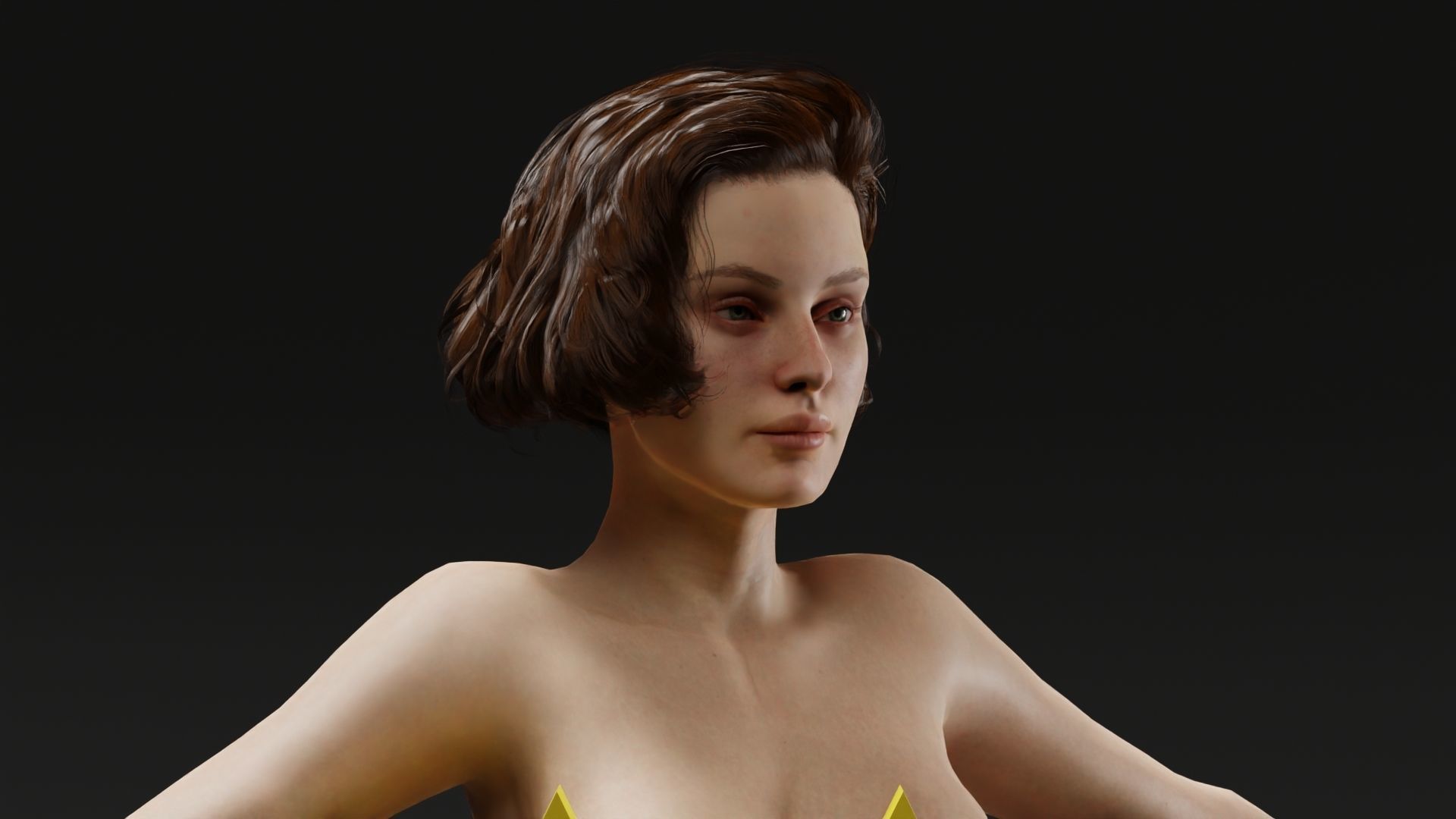 Realistic Female Character Low-poly 3D model_1