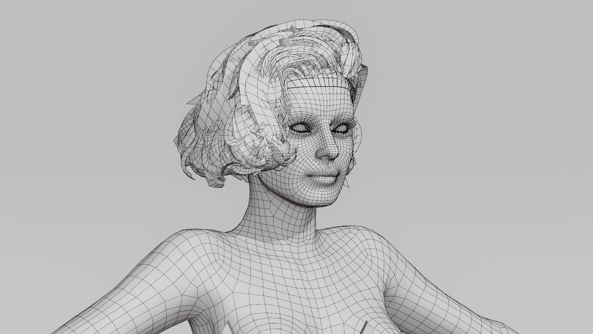 Realistic Female Character Low-poly 3D model_11