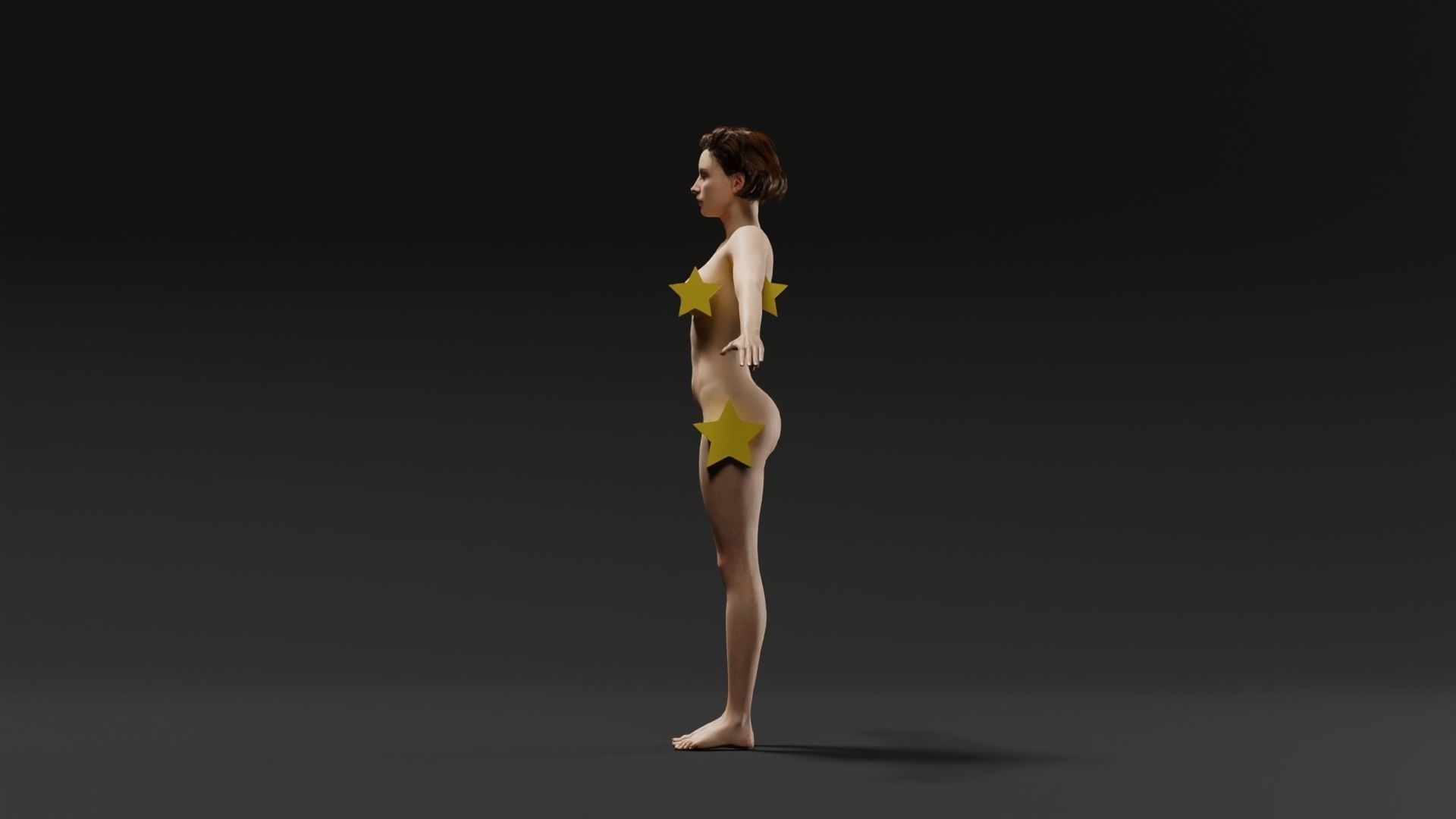 Realistic Female Character Low-poly 3D model_5