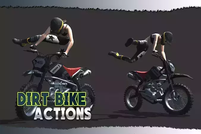 Dirt Bike Actions Low-poly 3D model