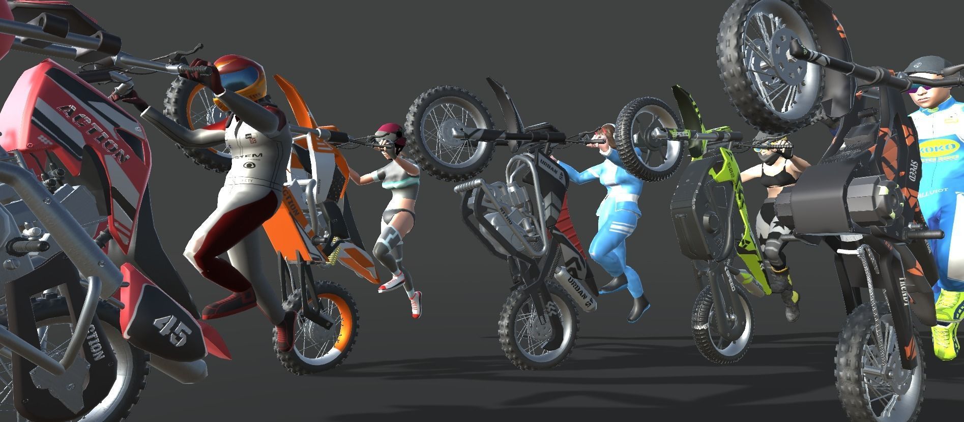 Dirt Bike Actions Low-poly 3D model_22