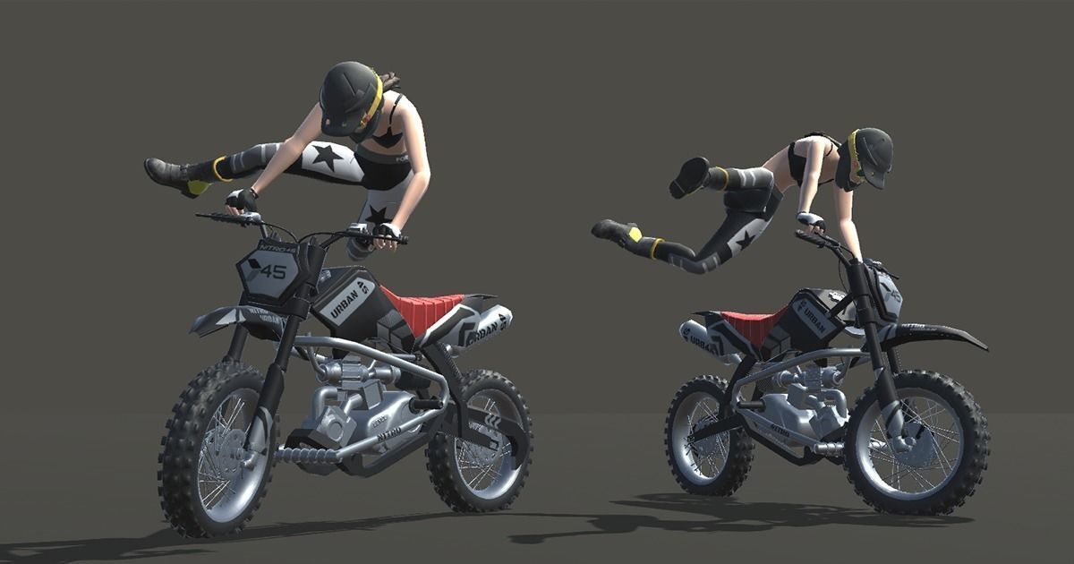 Dirt Bike Actions Low-poly 3D model_3