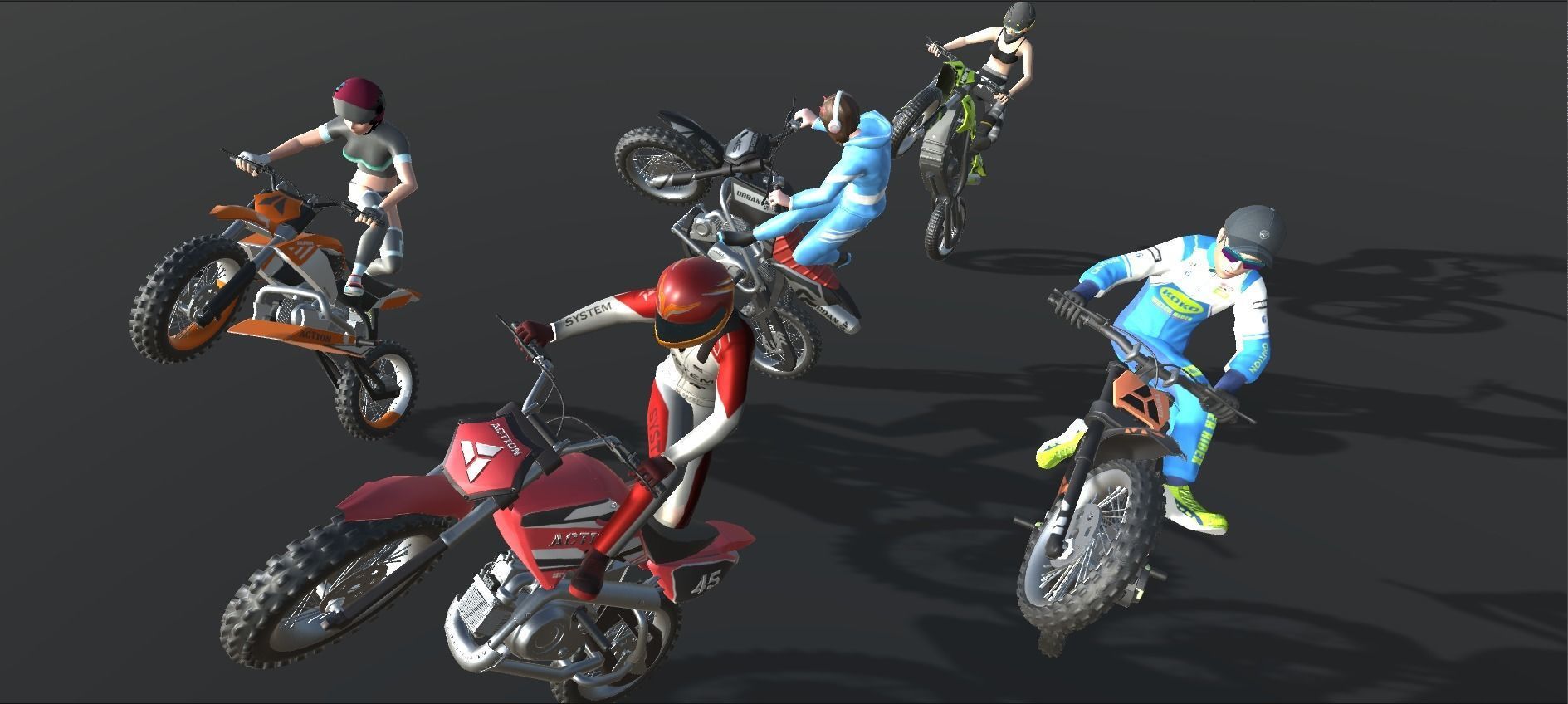 Dirt Bike Actions Low-poly 3D model_4