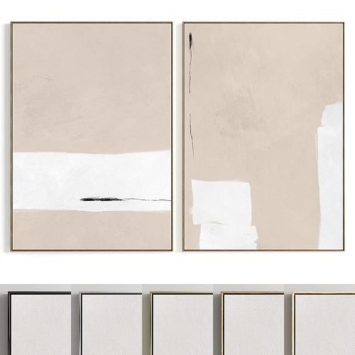 Plaster Two Photo Frame 187 Low-poly 3D model