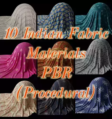 10 Indian Fabric PBR material Shaders Texture