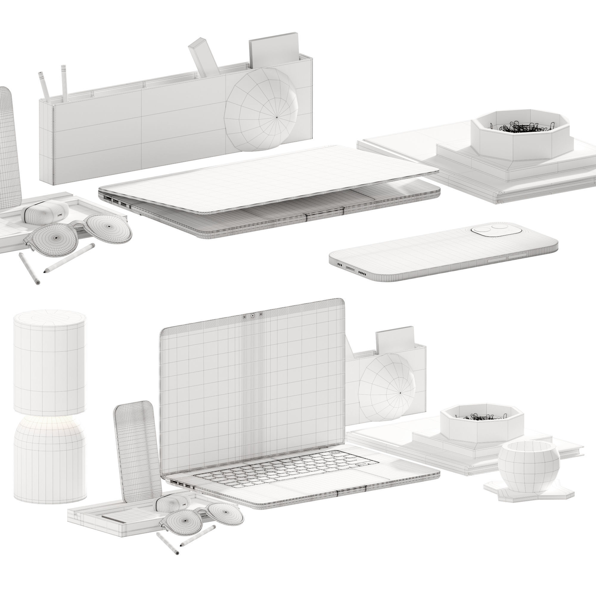 Decorative set on the desktop 3D model_2