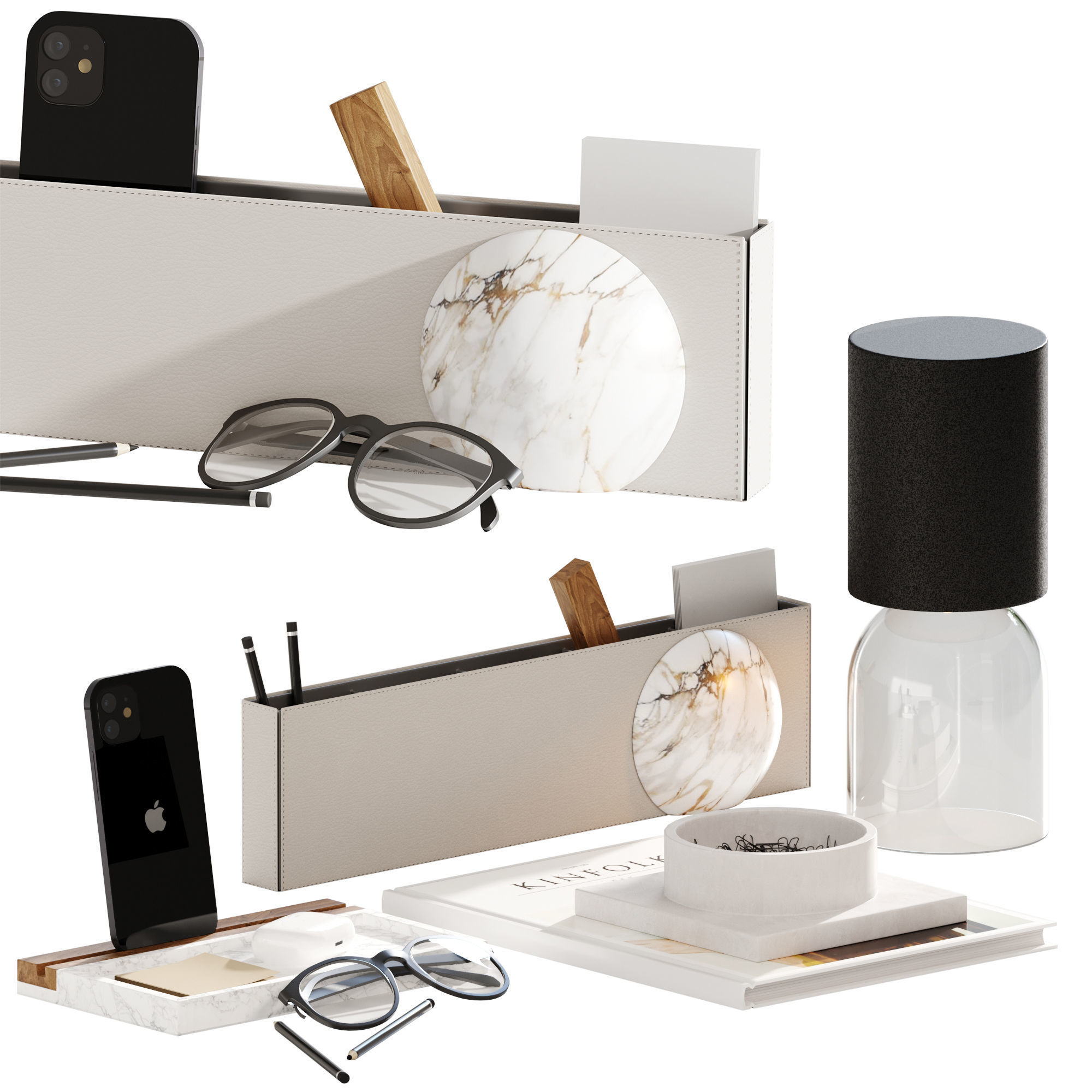 Decorative set on the desktop 3D model_1