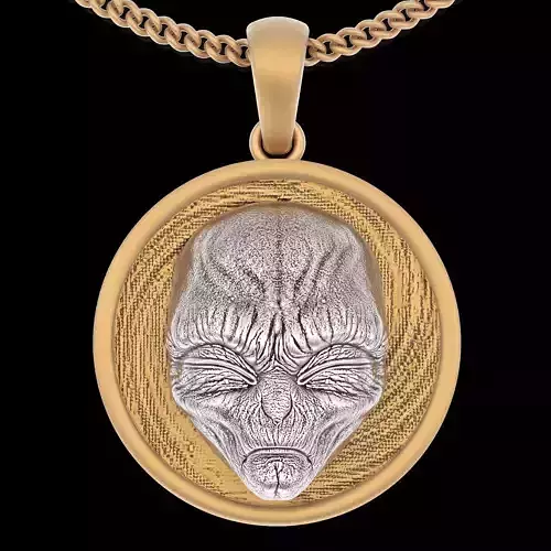 Alien pendant silver gold printable jewelry 3D model