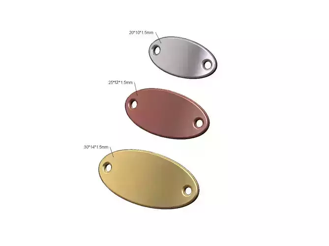 Simple oval ID bracelet plates tags miniset