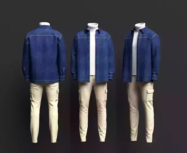 Denim Jacket- cargo pant Outfit