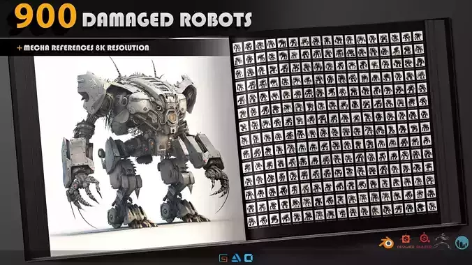 900 Robots Concept 8K Resolution - References 3D model