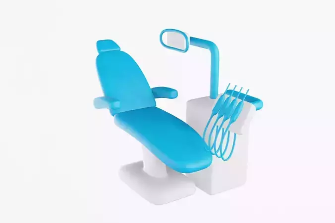 Dental chair with instruments 3D model