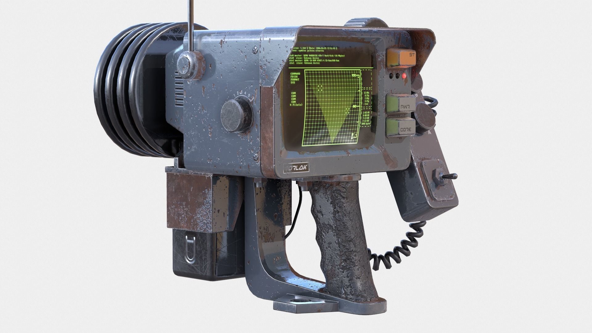 Handheld Sci-Fi Game Ready Sonar Device Low-poly 3D model_2