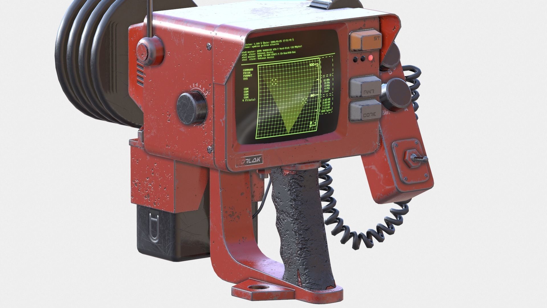 Handheld Sci-Fi Game Ready Sonar Device Low-poly 3D model_6