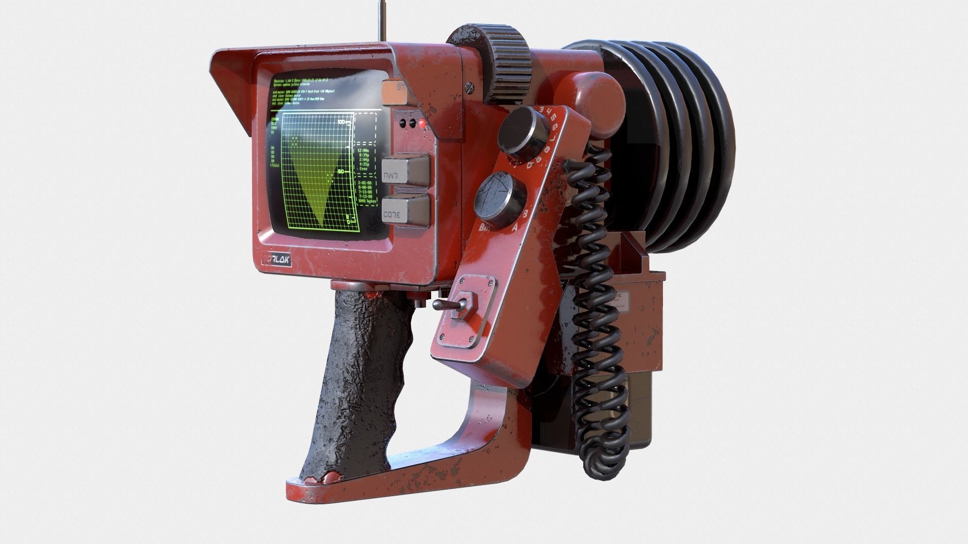 Handheld Sci-Fi Game Ready Sonar Device Low-poly 3D model_5