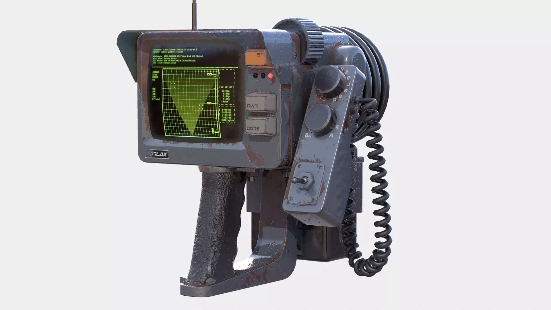 Handheld Sci-Fi Game Ready Sonar Device Low-poly 3D model_0