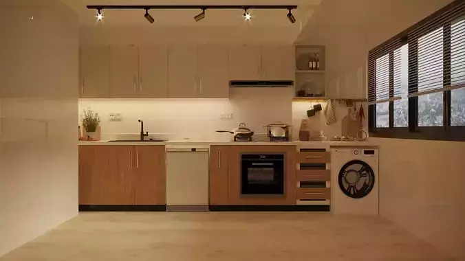 Modern HPL Kitchen 3D model